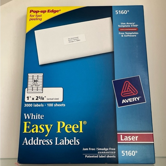 Avery Easy Peel Labels 5160 - Picture 2 of 4